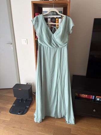 langes Maxi Brautjungfer Kleid pastell Grün L