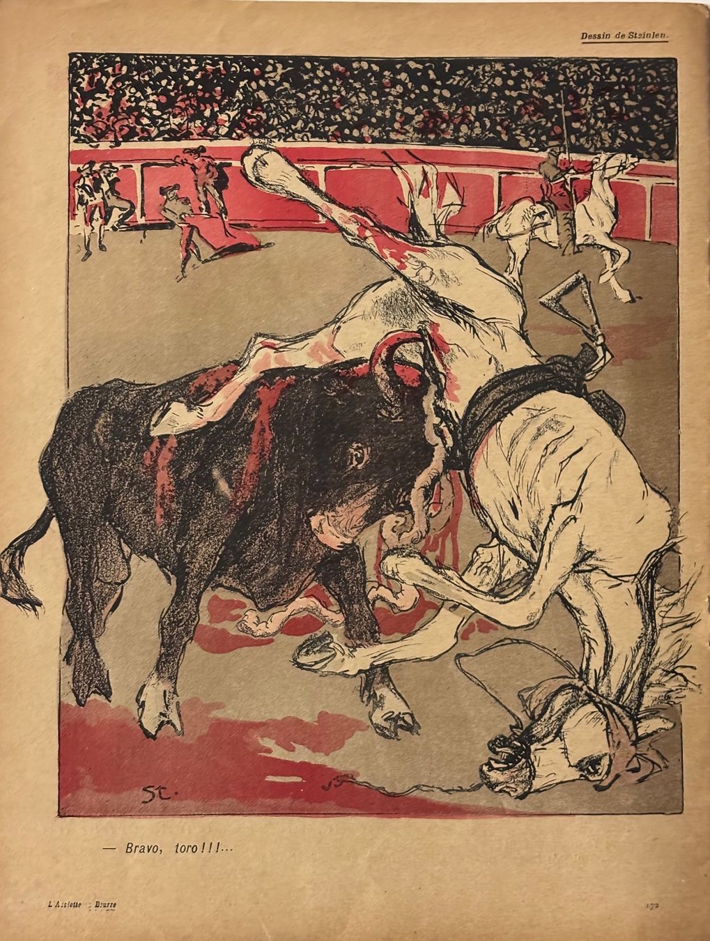 Grafiken & Lithographien: Théophile-Alexandre Steinlen, Farblithographie, Stierkampf – Gebraucht aus Frauenfeld von Merk52 1