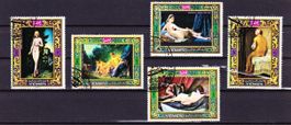5 timbres Yémen - 1970 - Art - Obl.