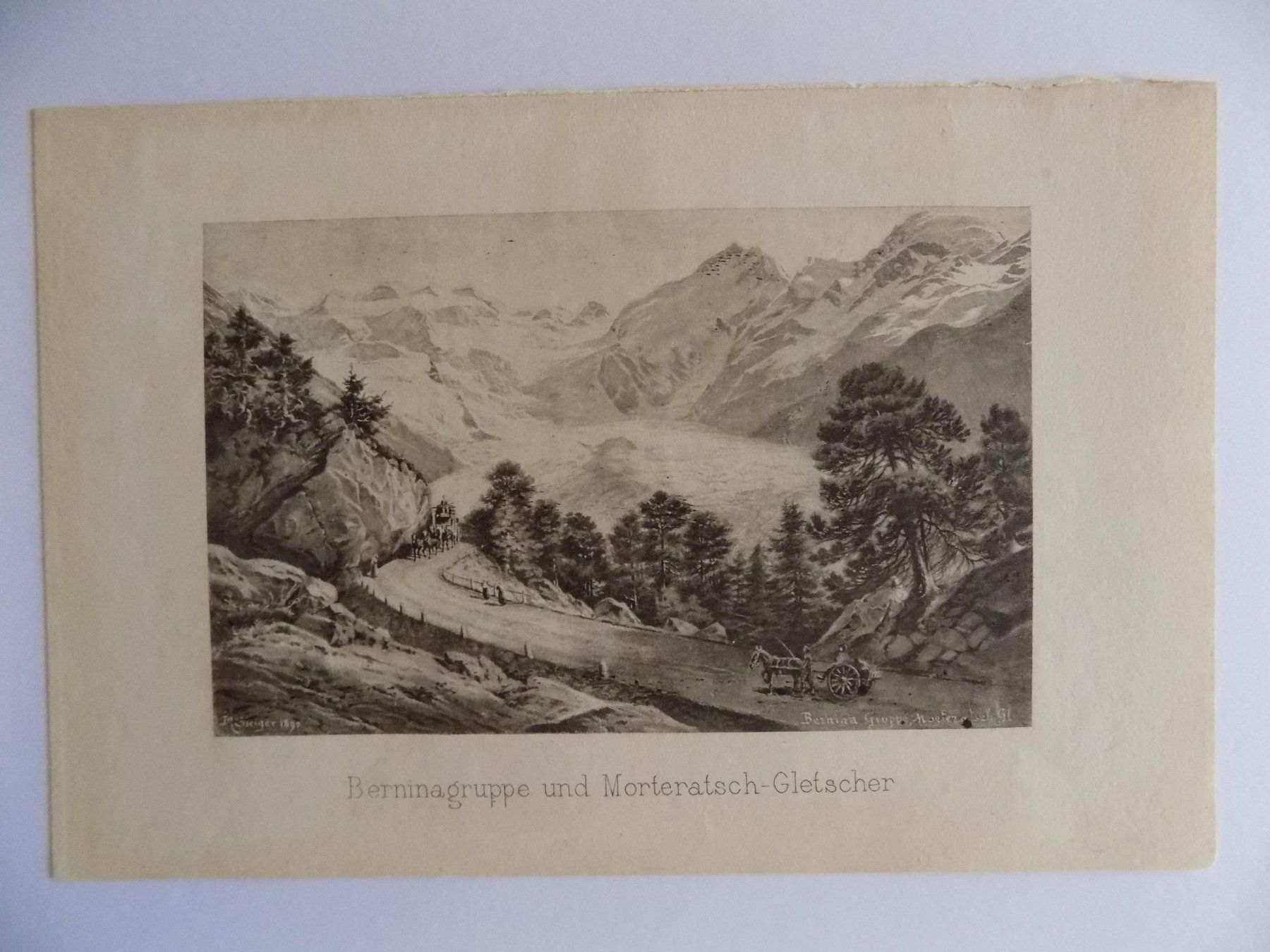 Incisioni: Berninagruppe mit dem Morteratsch-Gletscher – Usato da Risch venduto da Antikfee