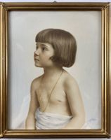 Antike Kinderportrait Aquarell Handsigniert Jugendstil Rahmn