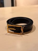 Ceinture Saint Laurent YSL cuir noir, boucle doree, NEUVE