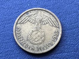 Drittes Reich 10 Reichspfennig 1938 A ungereinigt