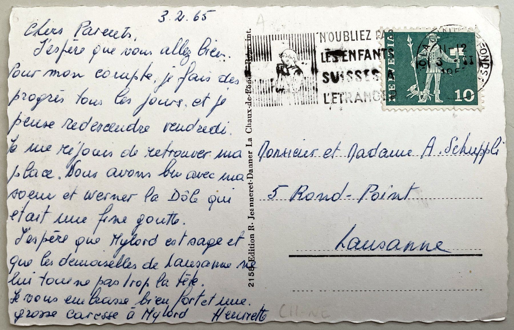 Cartoline postali: La Chaux-de-Fonds - Avenue Léopold-Robert – Usato da Savagnier venduto da Ne2065 1