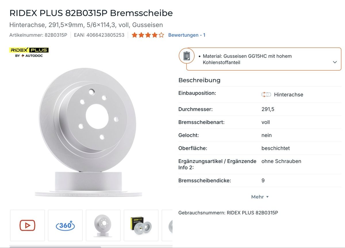 Toutes les pièces auto: Neue Bremsscheiben und Bremsbeläge – Neuf (Voir description) à Bern par swisscatbern 6