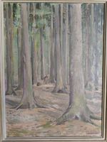 Ölbild A. Vifian signiert Wald Reh verm Albin Vifian Bern