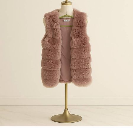 rosa kunstfell gilet