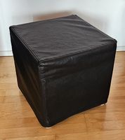 Modern Black Faux Leather Cube Ottoman/Pouf/Footstool