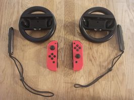 Rare Nintendo Switch Joy-Con Set (Mario Red) + 2x Lenkrad