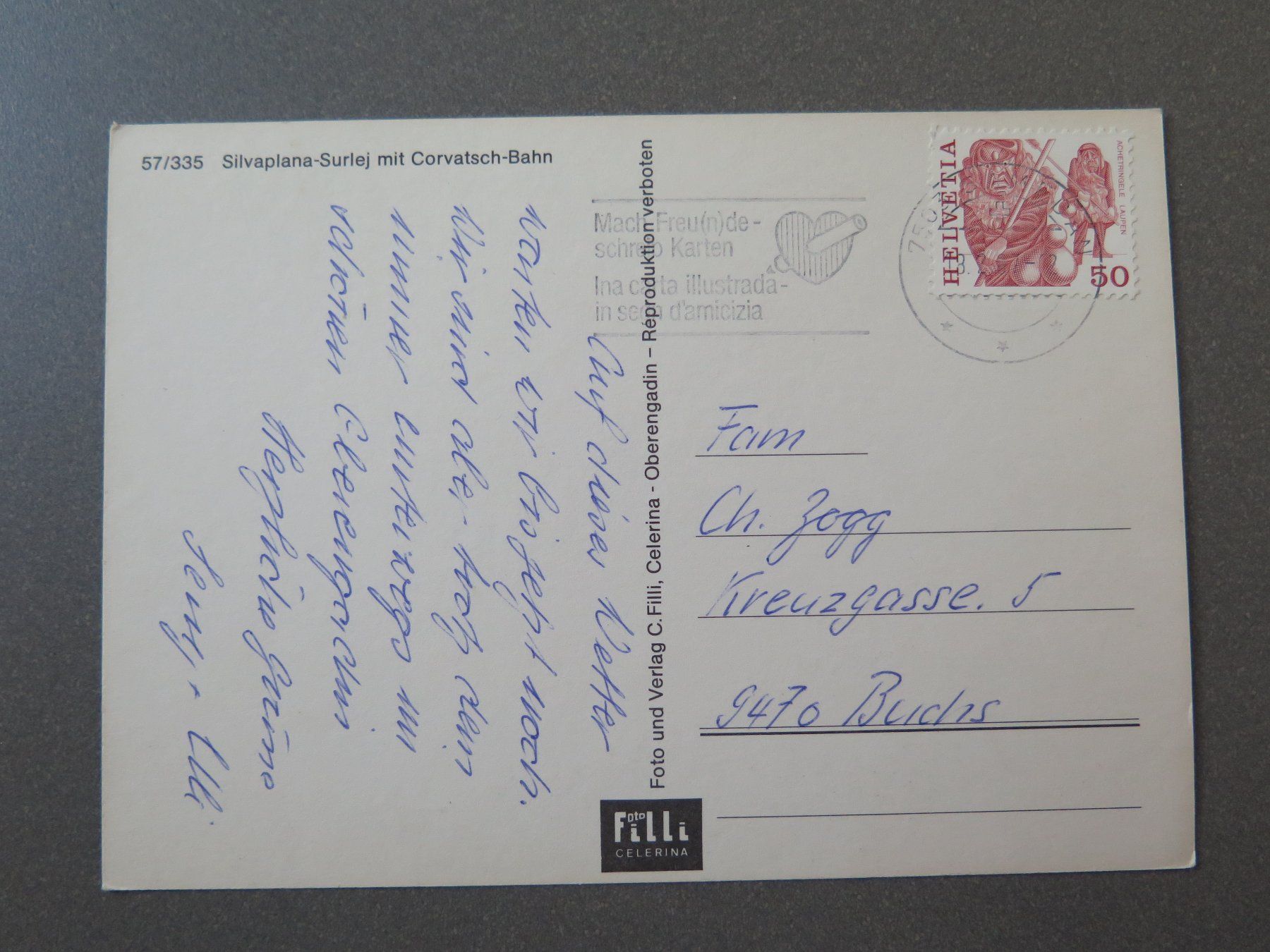 Cartoline postali: SILVAPLANA - CORVATSCH - LUFTSEILBAHN – Usato da Wittenbach venduto da lipasal 1