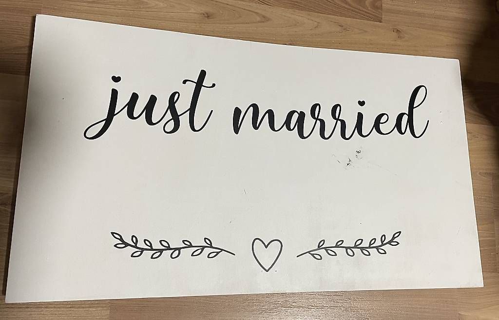 Insegne: Weisse Tafel "just martied" – Usato da Gachnang venduto da ch.m