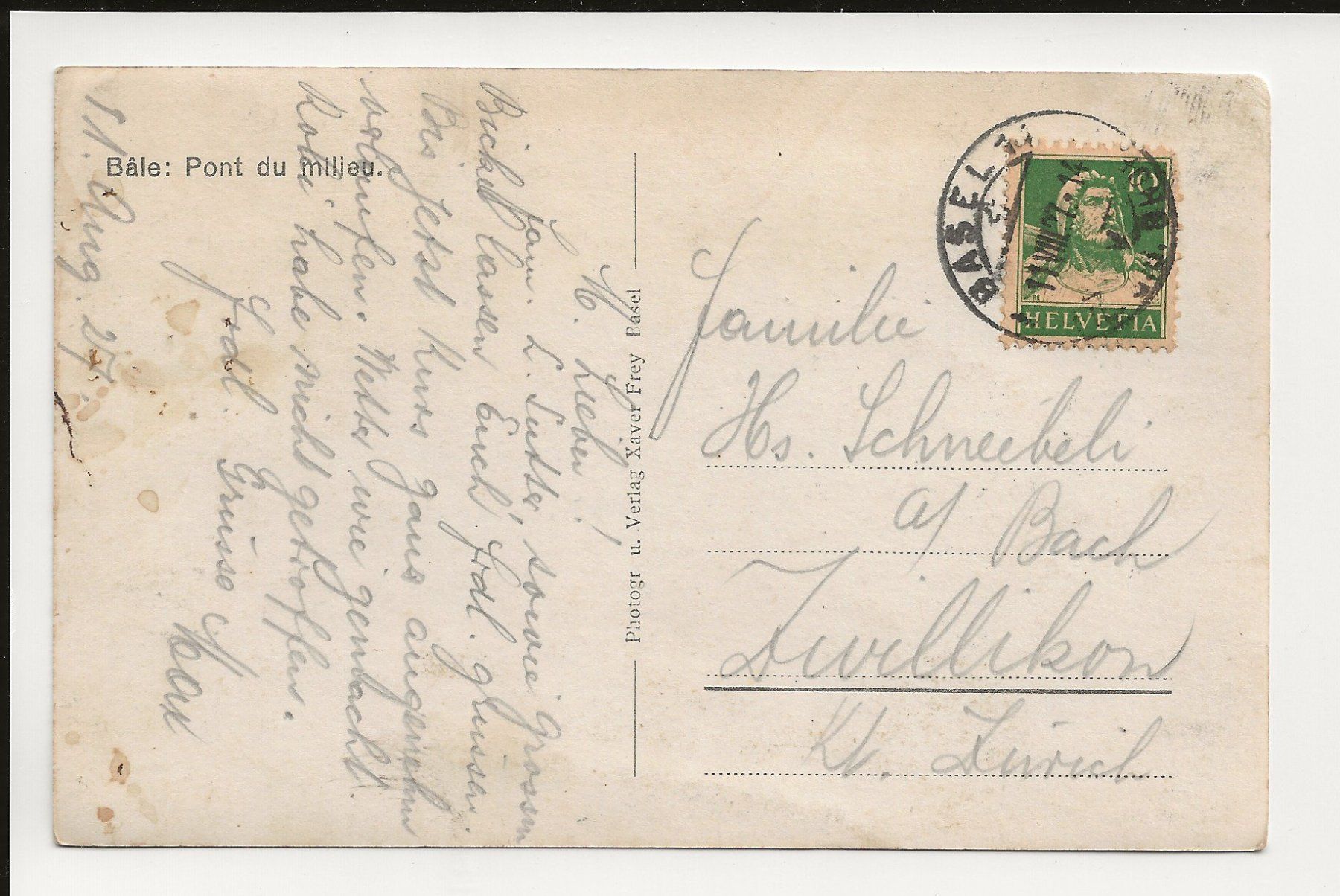 Cartoline postali: AK 1927  Basel, Mittlere Rheinbrücke – Usato da Greifensee venduto da 315WDO 1