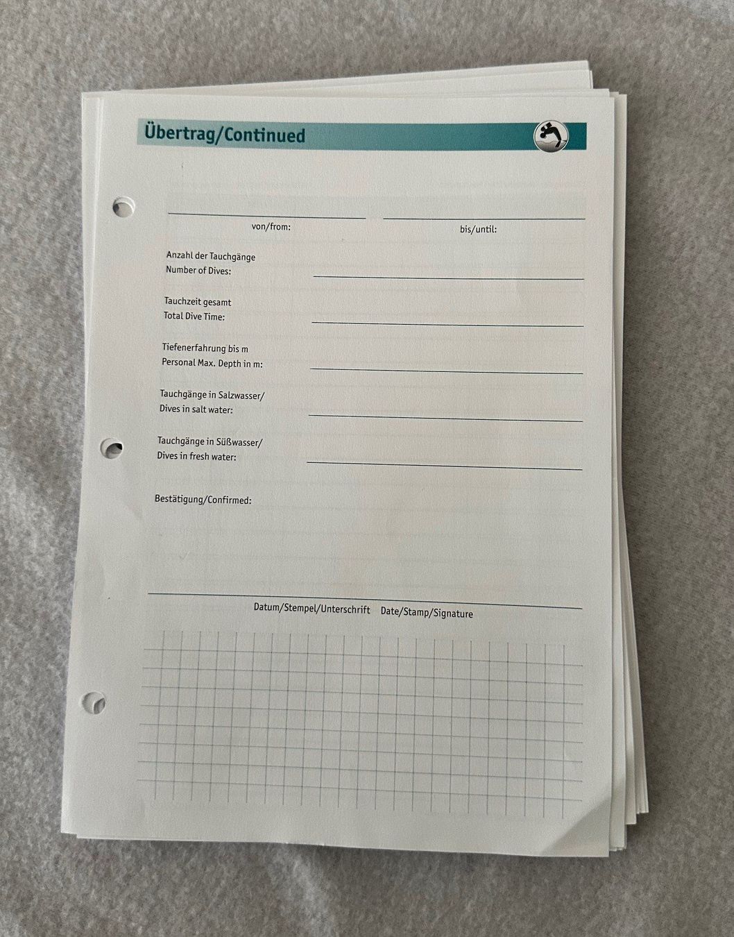 Blocchi: Tauchlogbuch-Einlagen - 3 Loch - 36 Blatt – Nuovo (secondo la descrizione) da Auw venduto da beretta1966 1