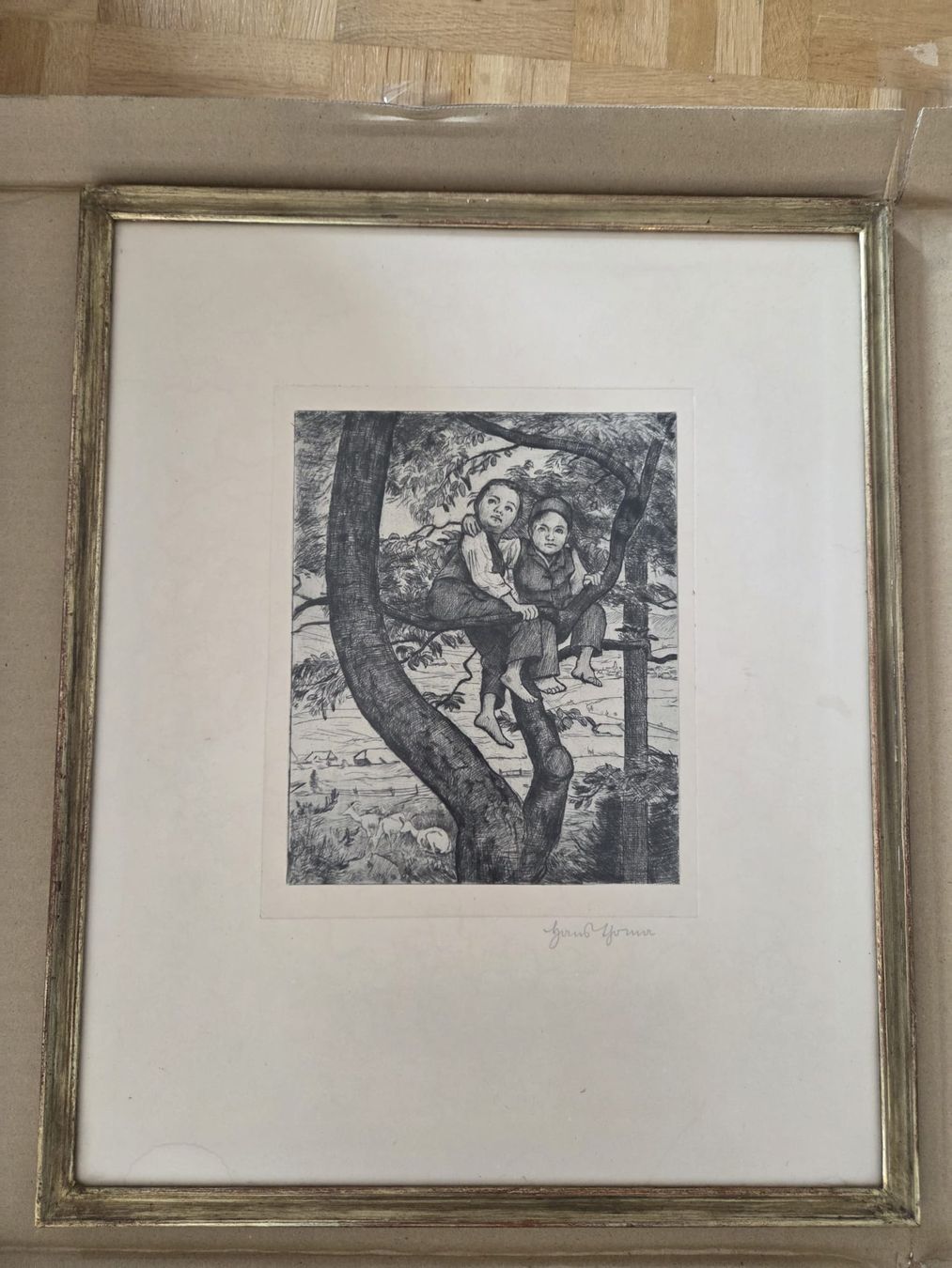 Tableaux: Antikes BIld, Kinder im Baum, gerahmt – D'occasion à Küsnacht ZH par Nitzgi