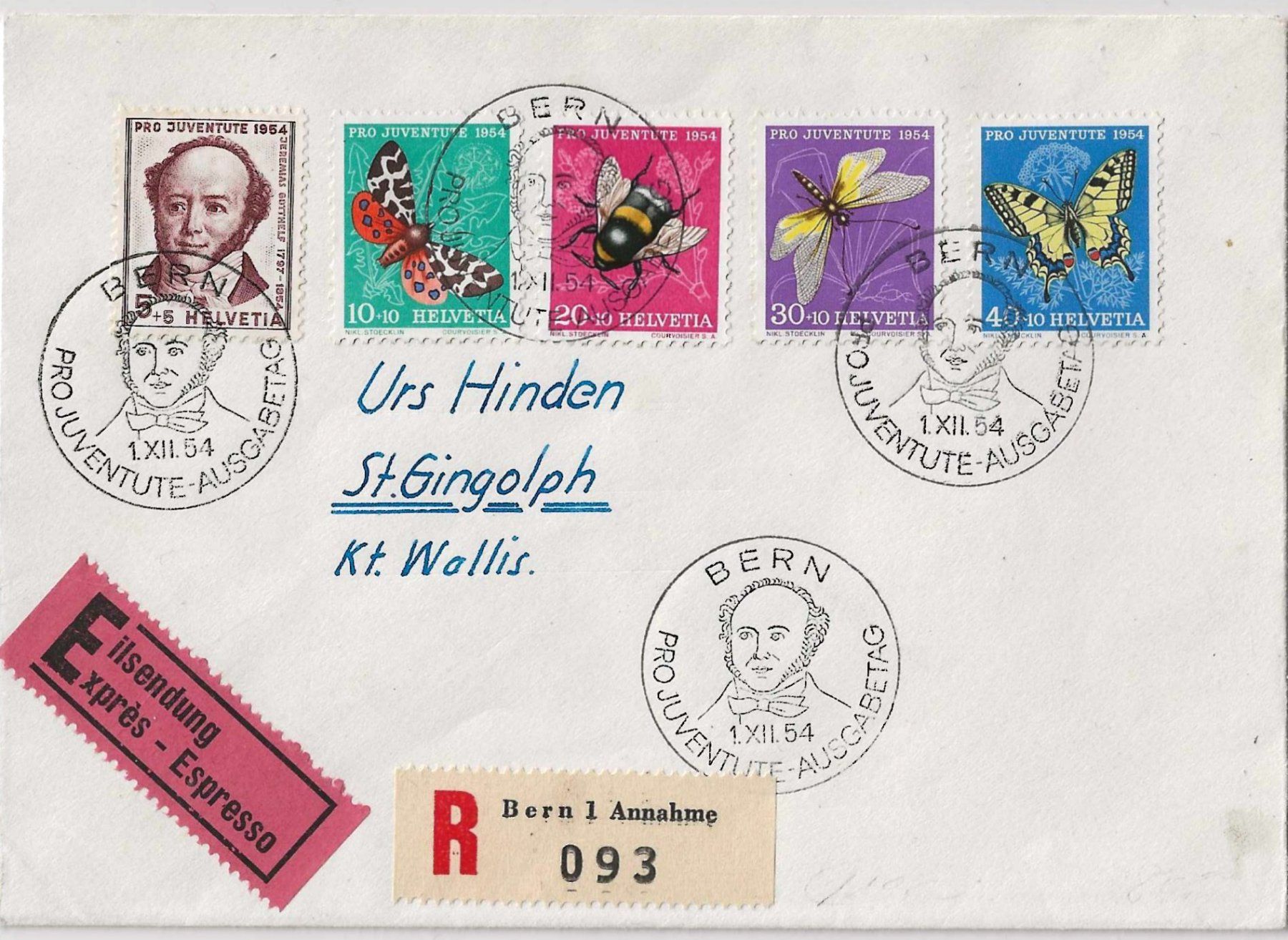 Tutti i francobolli: FDC Pro Juventute 1954 – Usato da Zürich venduto da Philacat11