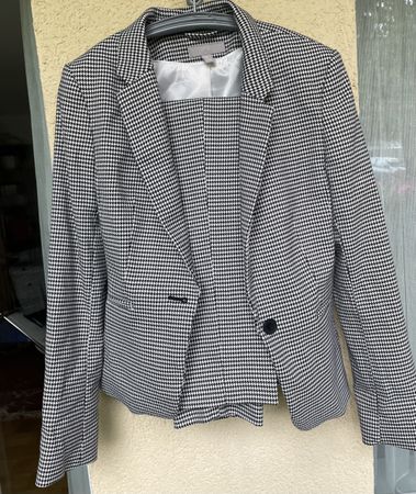 Damen Hosen Anzug Grösse 34 schwarz weiss gemustert