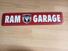 Blechschild-RAM GARAGE - 46 X 10 CM