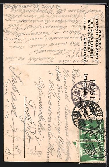 Cartoline postali: Winterthur, Jubiläums-Turnfest und Fahn – Usato da Berlin venduto da bartko-reher 1