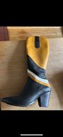 Lederstiefel Cowboy-Look Gr. 39 schwarz gelb weiss