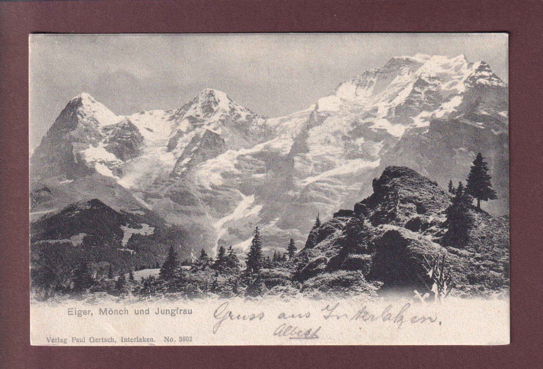 Cartoline postali: EIGER - MÖNCH - JUNGFRAU - 1901 – Usato da Pully venduto da nicecards