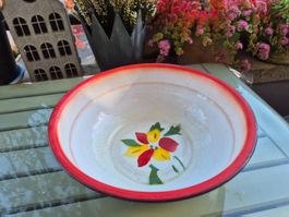 Emailleschüssel mit Blumenmuster, Vintage