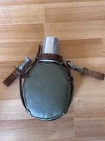 Militär Feldflasche mit Ledertrageriemen