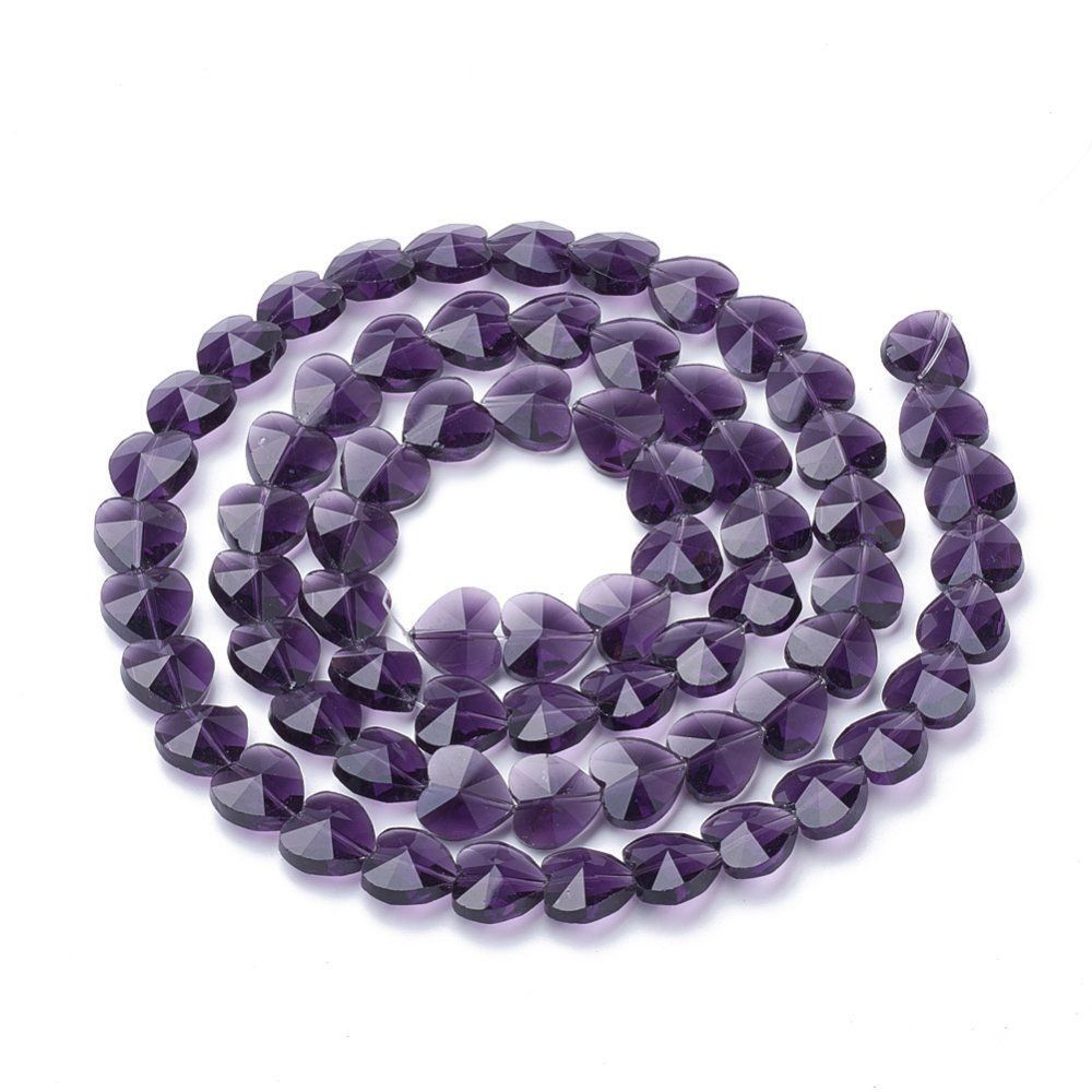 Perle (finte): 5 Herz Glas Luxus lila facettiert 14mm – Nuovo (secondo la descrizione) da Alpnachstad venduto da perlengaby 1