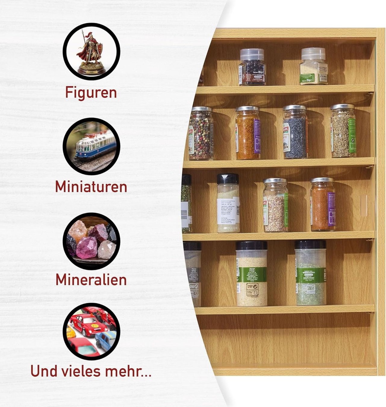 Vetrine: Sammlervitrine, Hängevitrine, Wandregal, Glasvitrine - Buche – Nuovo e nell'imballaggio originale da Fislisbach venduto da IboTrade 3