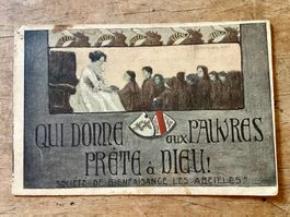 Antike Spenden-Karte Frankreich jüdischer Verein Jugendstil
