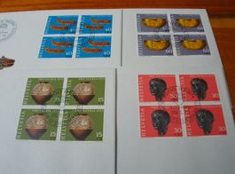 Set Pro Patria 1973, FDC Satz, Einzel + 4erblocks, 9 Belege