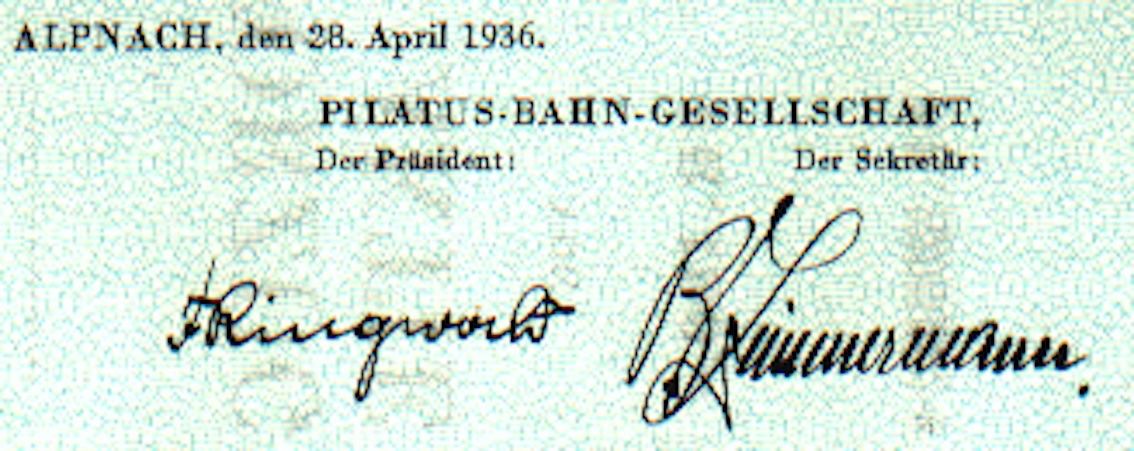 Documenti: Pilatus-Bahn-Gesellschaft, Alpnach - 1936 – Usato da Solothurn venduto da Sgasche 1