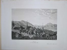 Zug  Aquatinta  von Schmid grosse seltene Ansicht
