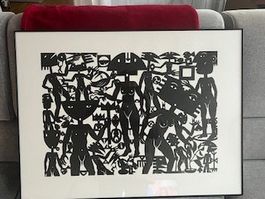 Tableau graphique unique, encadré et signé, à saisir!
