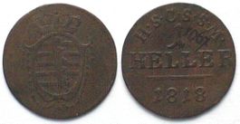 SACHSEN-COBURG-SAALFELD 1 Heller 1818 ERNST I. Kupfer