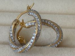 Luxus Elegante Creolen  Ohrstecker Farbe Gold Zirkonia