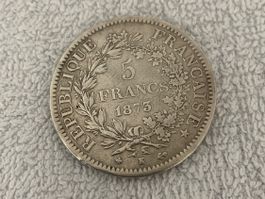 5 Francs France 1873 K Argent Hercule Silver Coin