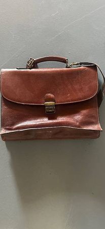 Sacoche cuir marron ROCHE DESIGN PARIS bon état 40cm
