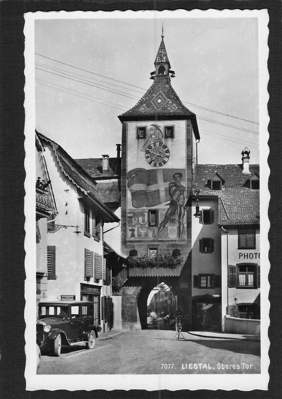 Cartoline postali: Liestal BL , Oberes Tor , Oldtimer , gel. 1949 – Usato da Reichenburg venduto da Pipo-67