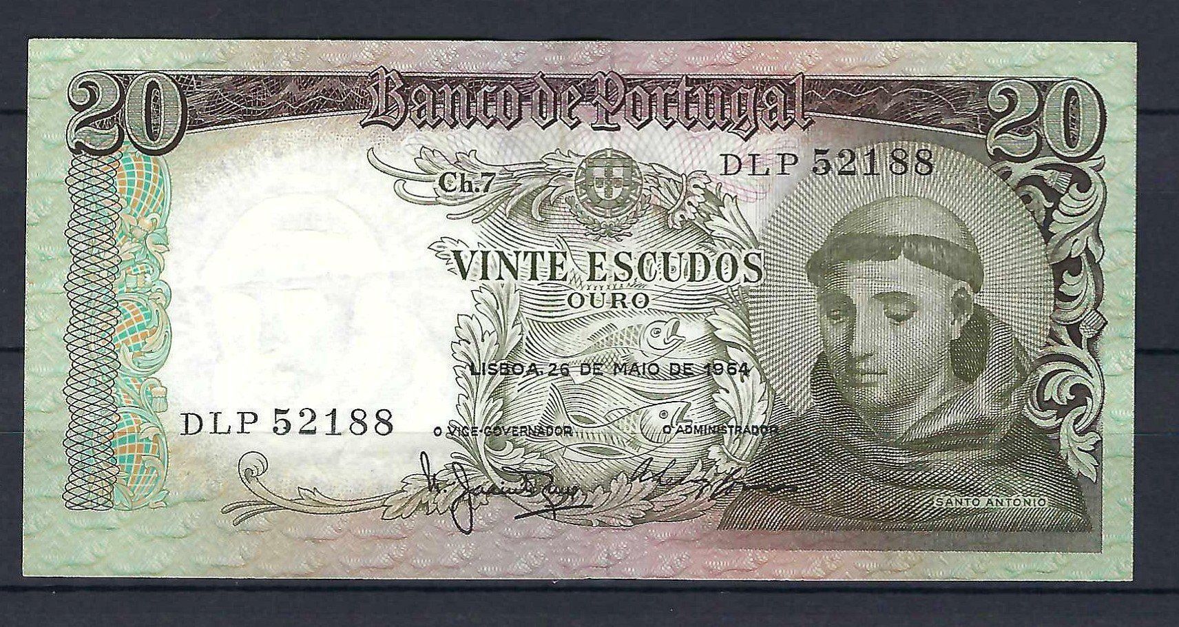 Banconote: Portugal 20 esc. 1954 – Usato da Laupersdorf venduto da Rc.Jb