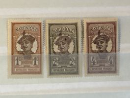 Lot timbres Martinique République Française - 1c, 2c, 4c