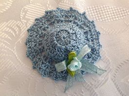 Mini Sommerhut Strohhut gehäkelt, cappellino uncinetto 834