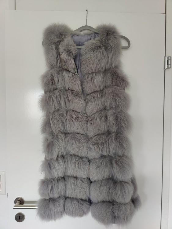 Echtpelz Poncho Weste - Kaninchenfell, Wickelmantel Mit Schalkragen