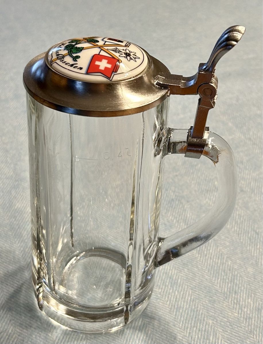 Feldschlösschen Gläser: Bierkrug mit Zinndeckel Feldschlösschen – Gebraucht aus Lengnau AG von Mefari 2