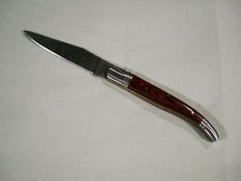 Laguiole Taschenmesser Damaststahl, Stamina-Griff, Lederetui
