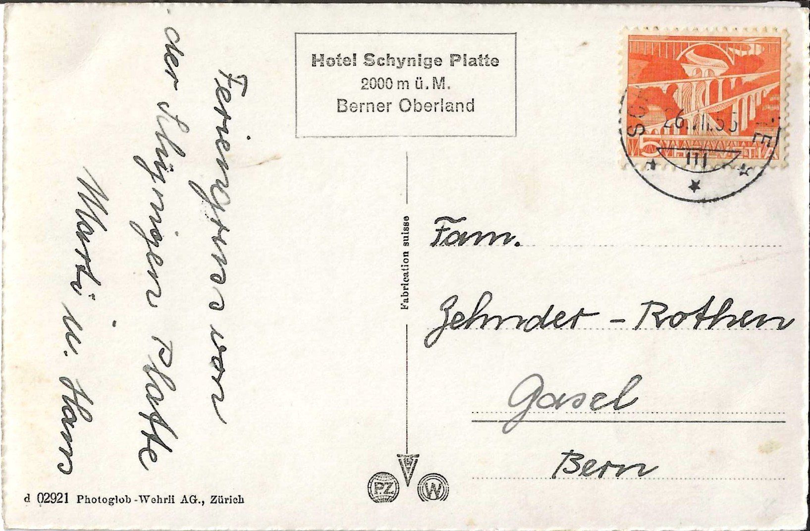Cartoline postali: Karte Schynige-Platte 1955 – Usato da Zürich venduto da Philacat11 1