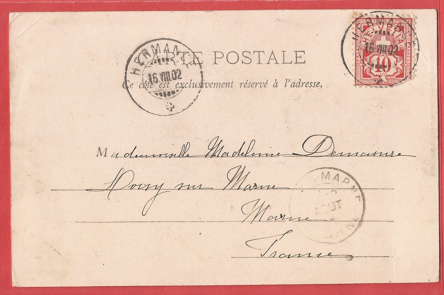 Cartoline postali: Hermance bei Genève - 1902 – Usato da Fislisbach venduto da Porano 1