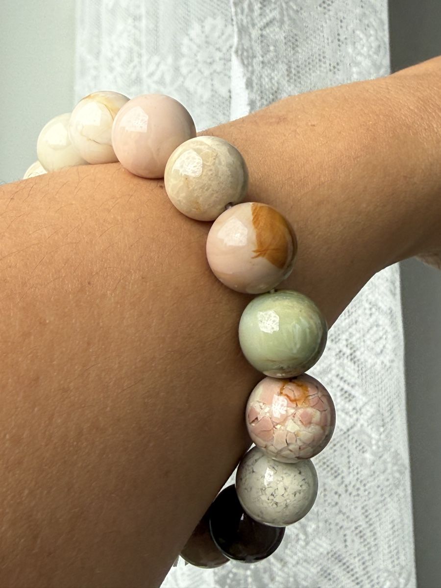 Bracciali & Braccialetti: Alashan Agate 13mm Perlen Stretch Armband – Nuovo (secondo la descrizione) da Jegenstorf venduto da SteinGlanz 5