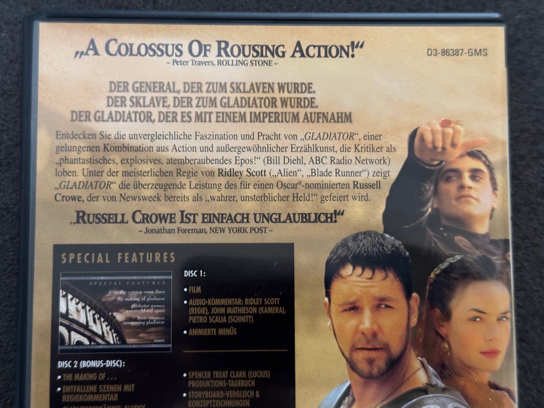Tutti i DVDs: GLADIATOR " DVD's DE/EN Russel Crowe widescreen – Usato da Fribourg venduto da tschjoly 2