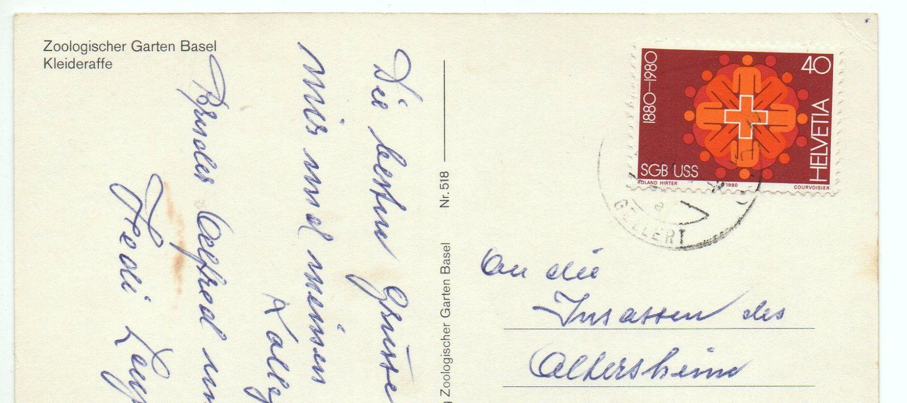 Cartoline postali: BASEL Zoologischer Garten - Kleideraffe – Usato da Jona venduto da philajona 1
