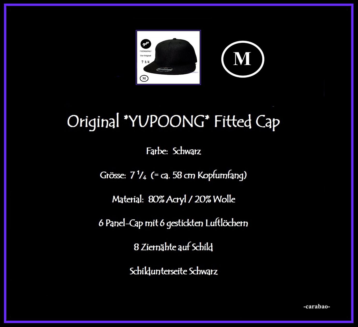 Copricapi, berretti & cappellini: Orig. YUPOONG Fitted Cap / Schwarz / Gr. M – Nuovo (secondo la descrizione) da Winterthur venduto da -carabao- 7